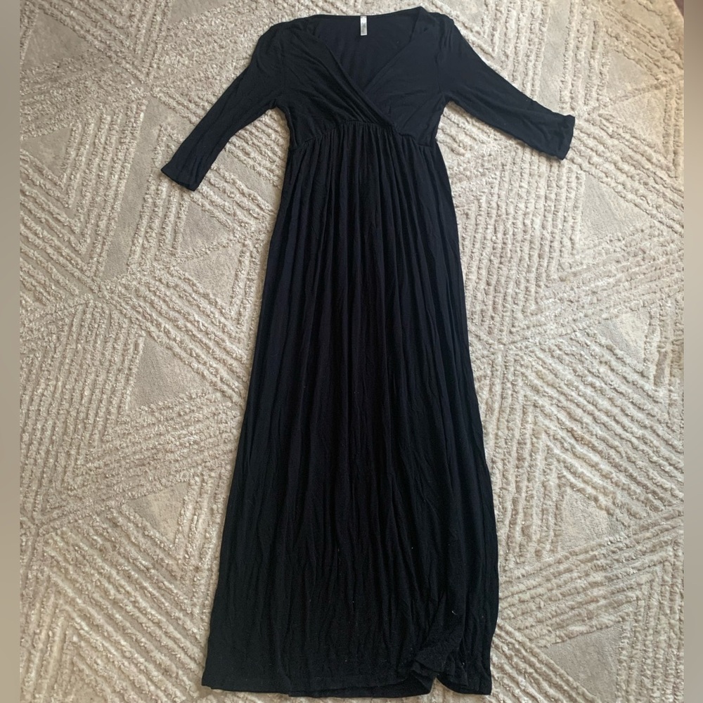 Mother Bee Maternity Classic Black Long Sleeve Dress